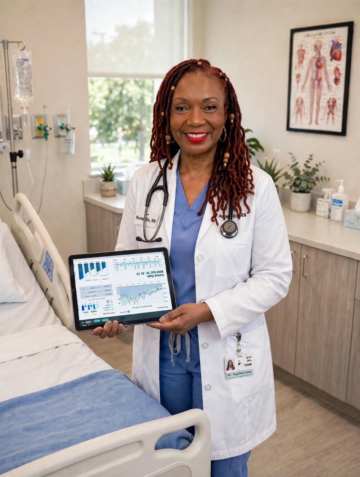Nurse Glo caring for patients at the bedside